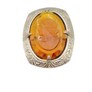 Art Deco 20's Intaglio Glass Cameo Brooch (A344)